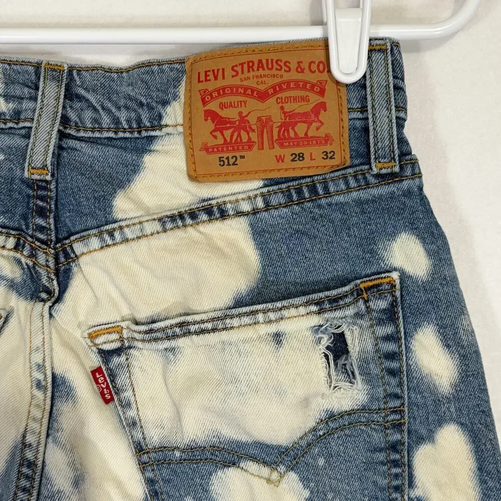 Levi’s 510 Skinny Jeans 28x32 Bleach Splatter Distressed Denim Mens Streetwear